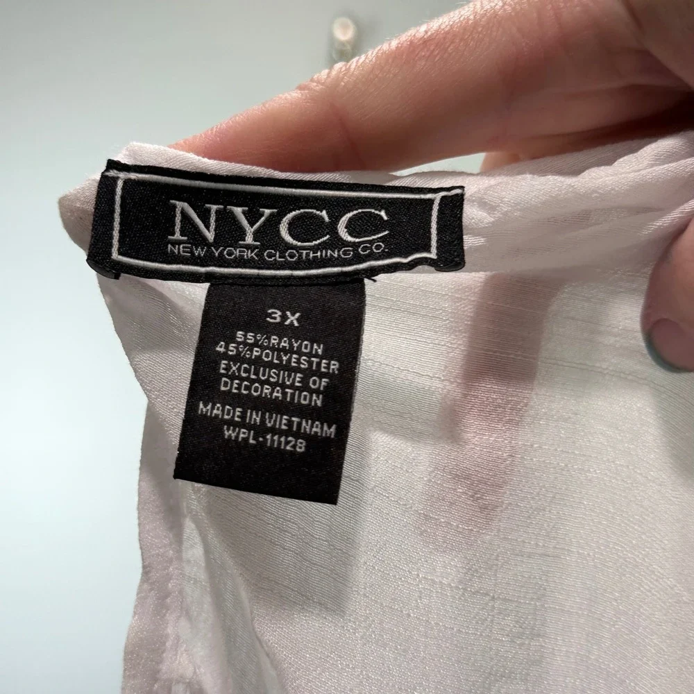 NYCC New York Clothing Co White Embroidered Floral Peasant‎ Blouse 3X Boho Top